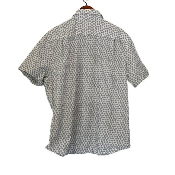 Goodfellow & Co. Cotton Palm Leaf Short Sleeve Button Down Shirt White Blue XXL - Picture 2 of 10